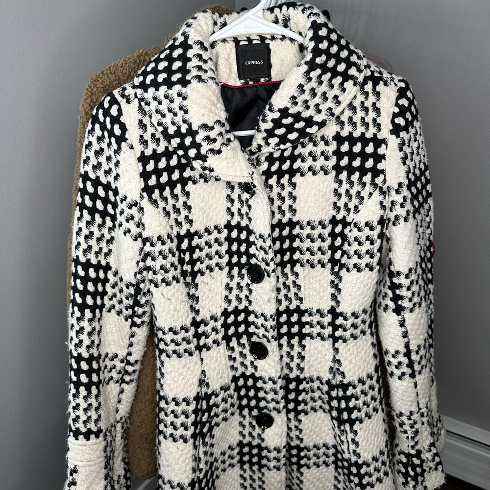 Express black and white long jacket. Size small.